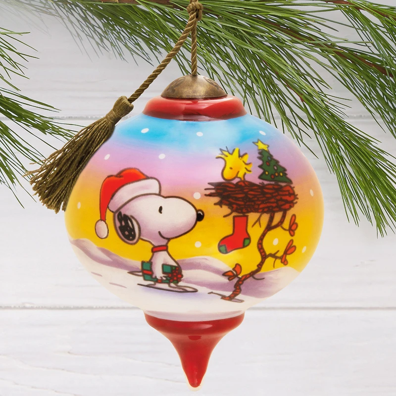 Peanuts® Ne'Qwa Art® Snoopy and Woodstock Hand-Painted Glass Hallmark Ornament for only USD 40.49 | Hallmark