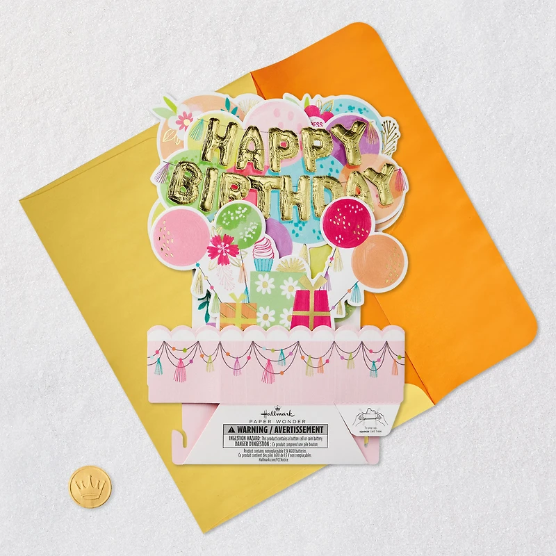 Pastel Balloons Musical 3D Pop-Up with Lights Birthday Card for only USD 9.99 | Hallmark
