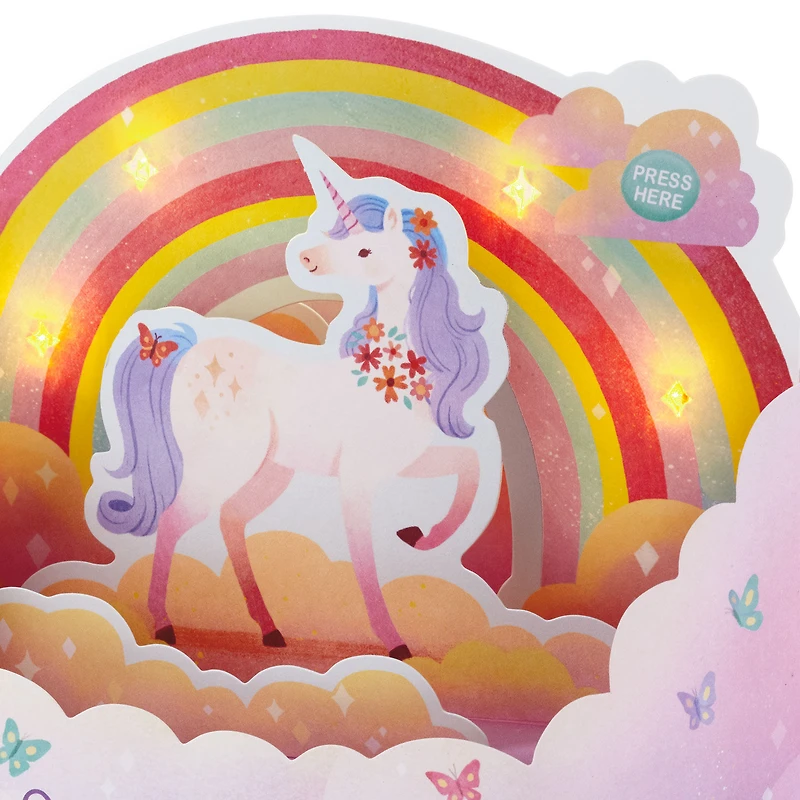 Unicorn Rainbow Musical 3D Pop-Up Birthday Card With Light for only USD 9.99 | Hallmark