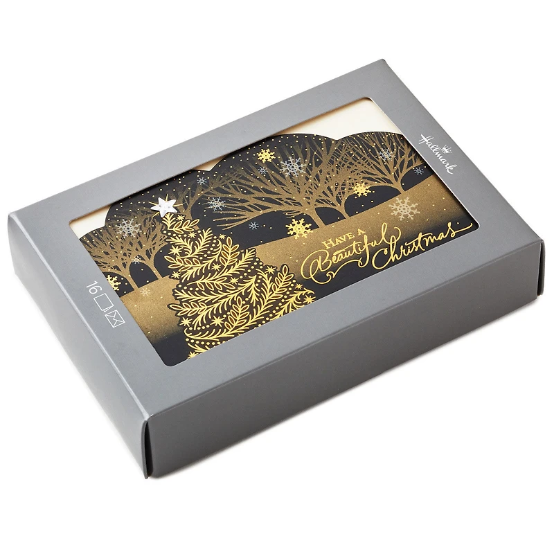 Elegant Tree on Black Boxed Christmas Cards, Pack of 16 for only USD 20.49 | Hallmark