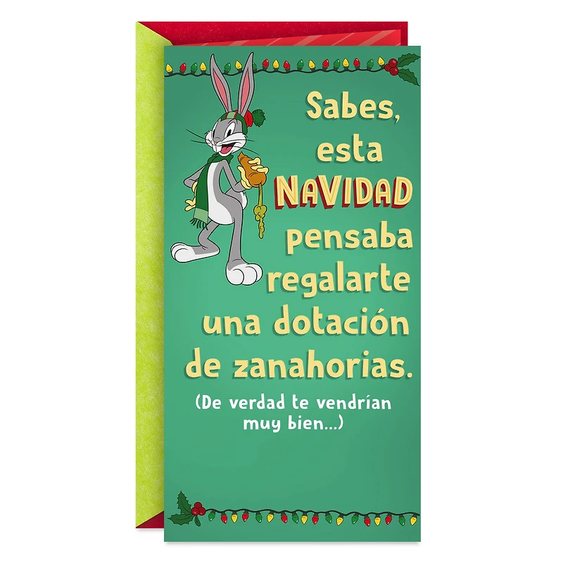 Looney Tunes™ Bugs Bunny Thought About Giving You Carrots Funny Spanish-Language Money Holder Christmas Card for only USD 2.99 | Hallmark