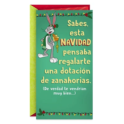 Looney Tunes™ Bugs Bunny Thought About Giving You Carrots Funny Spanish-Language Money Holder Christmas Card for only USD 2.99 | Hallmark