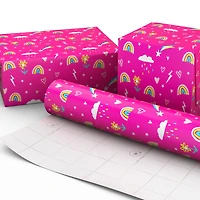 Rainbows and Flowers on Pink Jumbo Wrapping Paper, 90 sq. ft. for only USD 9.99 | Hallmark