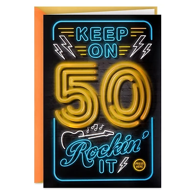 Keep On Rockin' It Musical Light-Up 50th Birthday Card for only USD 9.59 | Hallmark