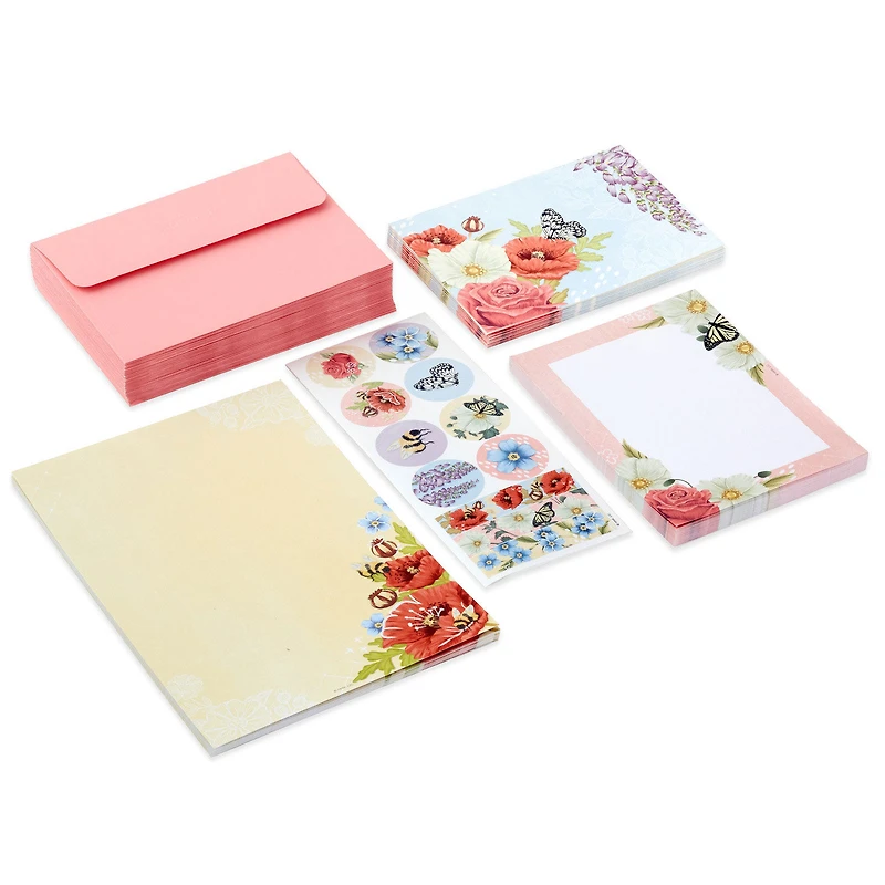 Pink Floral Stationery Set and Desk Organizer Box for only USD 14.99 | Hallmark