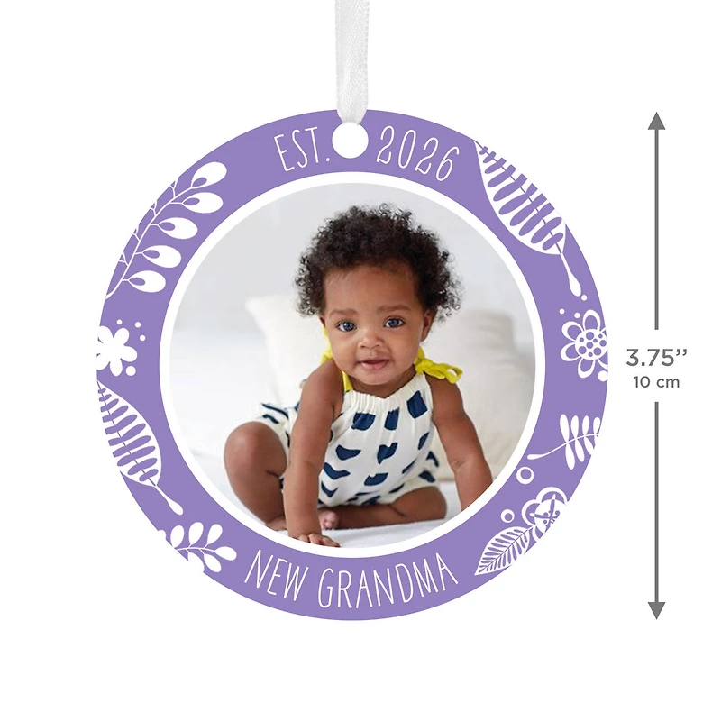 New Grandma Round Metal Personalized Ornament, Custom Photo and Text for only USD 17.99 | Hallmark
