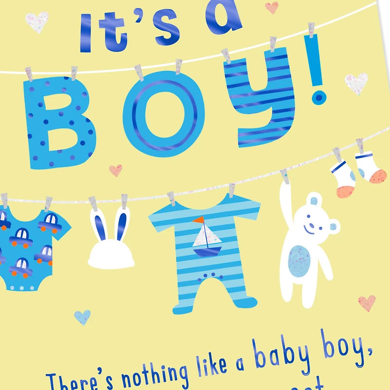 Cute Clothesline New Baby Boy Card for only USD 0.99 | Hallmark