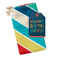 28" Bold Diagonal Stripes Birthday Canvas Gift Sack With Gift Tag for only USD 14.99 | Hallmark