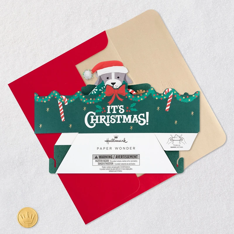 Make It Merry Santa Puppy Dog Musical 3D Pop-Up Christmas Card With Motion for only USD 11.99 | Hallmark