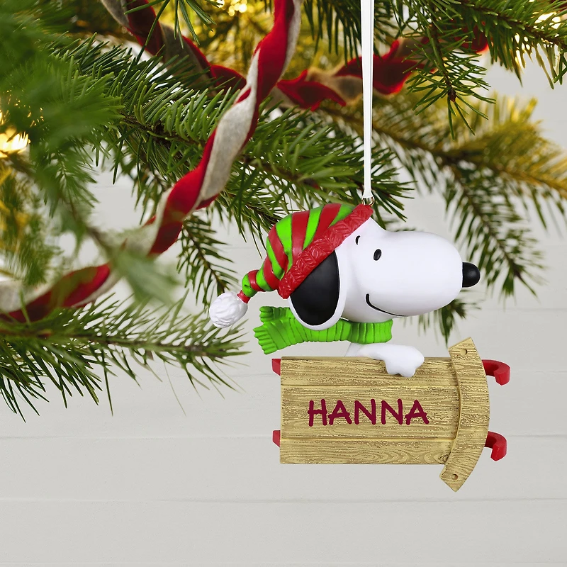 The Peanuts® Gang Sledding With Snoopy Personalized Ornament, Custom Text for only USD 31.99 | Hallmark
