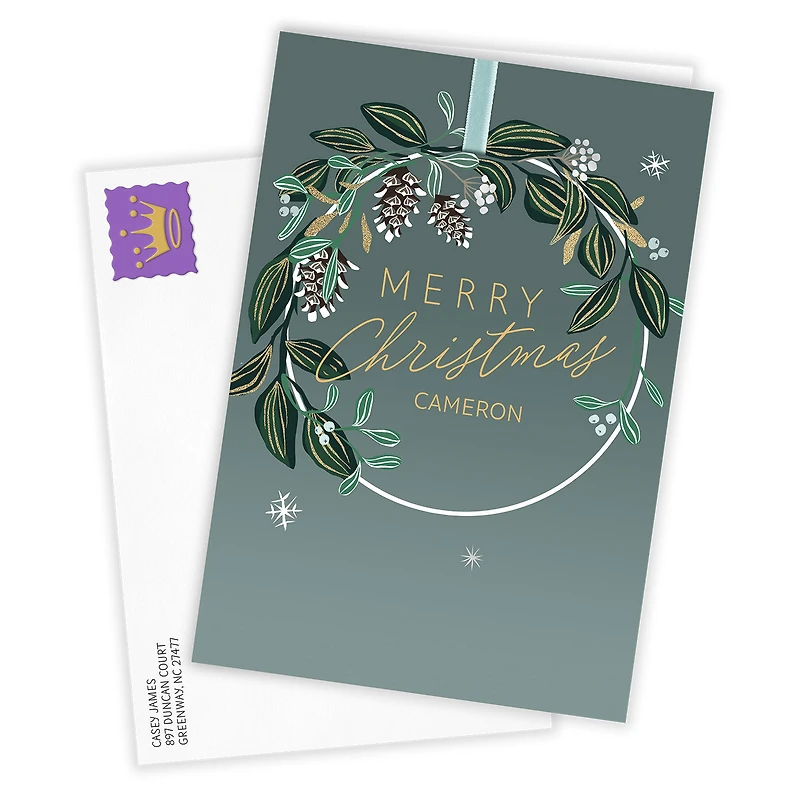 Blessings and Joy Wreath Custom Christmas Card for only USD 4.99 | Hallmark