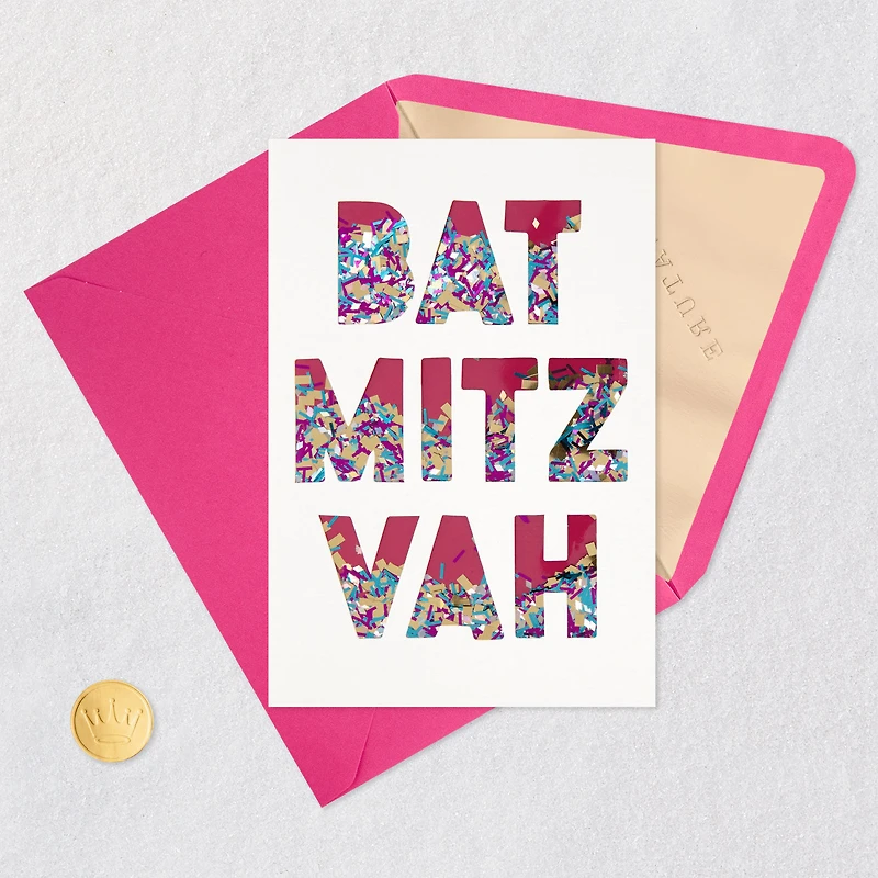 Pink and Gold Confetti Bat Mitzvah Card for only USD 8.59 | Hallmark