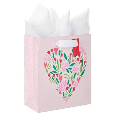 6.5" Heart-Shaped Flowers on Pink Small Valentine's Day Gift Bag With Tissue Paper for only USD 4.99 | Hallmark