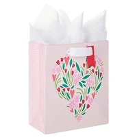 6.5" Heart-Shaped Flowers on Pink Small Valentine's Day Gift Bag With Tissue Paper for only USD 4.99 | Hallmark