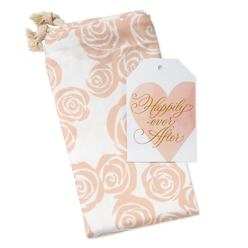 28" Pink Roses on Ivory Wedding Canvas Gift Sack With Gift Tag for only USD 14.99 | Hallmark