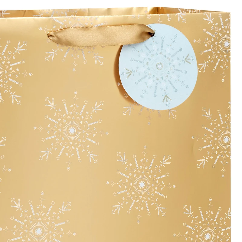 13" Snowflakes on Gold Metallic Large Holiday Gift Bag for only USD 4.99 | Hallmark