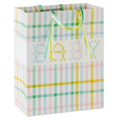 9.6" Pastel Plaid Medium New Baby Gift Bag for only USD 4.49 | Hallmark