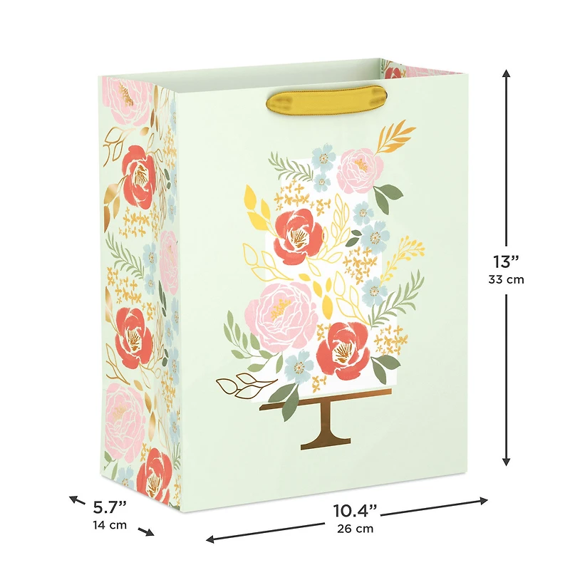 13" Tiered Floral Cake on Light Green Large Gift Bag for only USD 5.49 | Hallmark