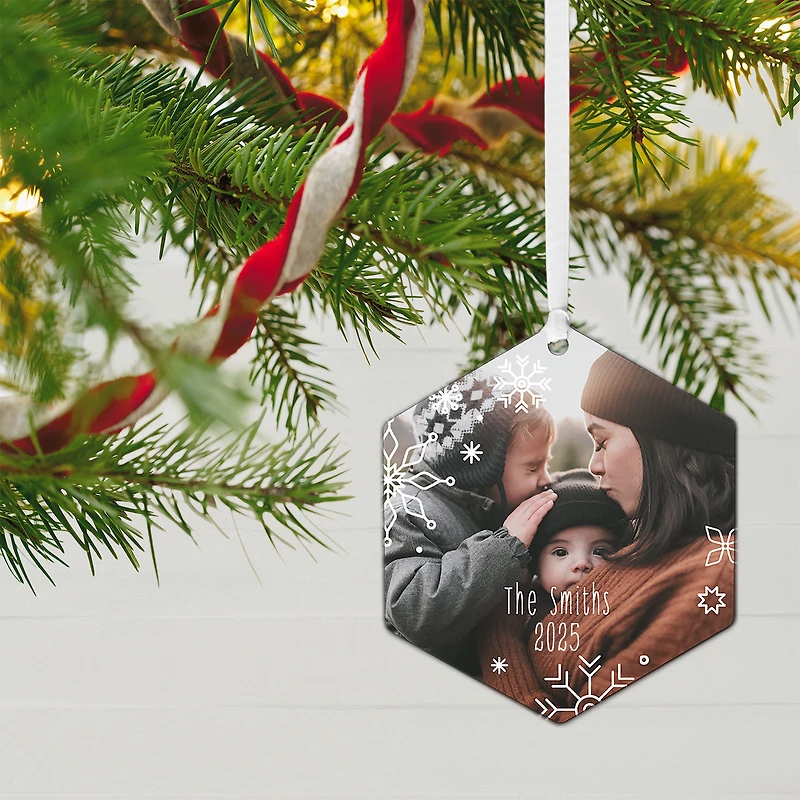 Snowflakes Metal Personalized Ornament, Custom Photo and Text for only USD 17.99 | Hallmark