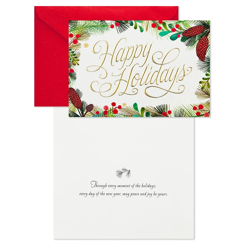 Happy Holidays With Pine Greenery Boxed Holiday Cards, Pack of 40 for only USD 15.49 | Hallmark