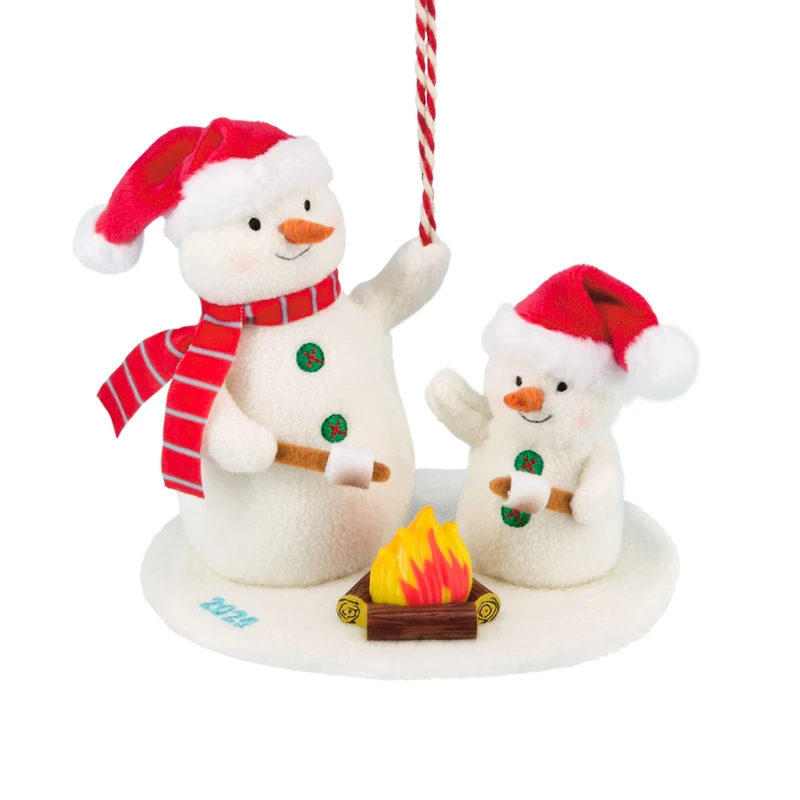 Roasting Marshmallows Snowmen 2025 Fabric Hallmark Ornament for only USD 17.99 | Hallmark