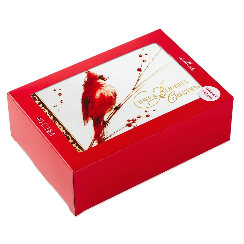 Cardinal on Branch Boxed Christmas Cards, Pack of 40 for only USD 15.49 | Hallmark