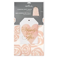 28" Pink Roses on Ivory Wedding Canvas Gift Sack With Gift Tag for only USD 14.99 | Hallmark