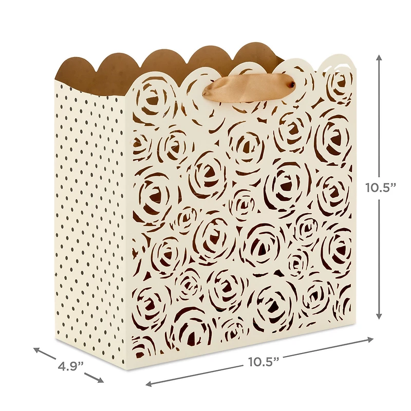 10.4" Cream Roses Laser-Cut Large Square Gift Bag With Tissue Paper for only USD 9.99 | Hallmark