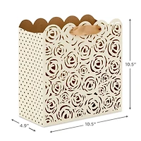 10.4" Cream Roses Laser-Cut Large Square Gift Bag With Tissue Paper for only USD 9.99 | Hallmark