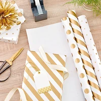 Gold and White 3-Pack Wrapping Paper, 105 sq. ft. total for only USD 19.99 | Hallmark