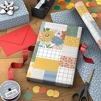 Patchwork Floral/Mini Hearts on Blue Reversible Wrapping Paper, 20 sq. ft. for only USD 4.99 | Hallmark