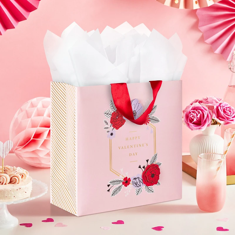 10.4" Flowers on Pink Large Square Valentine's Day Gift Bag for only USD 7.99 | Hallmark