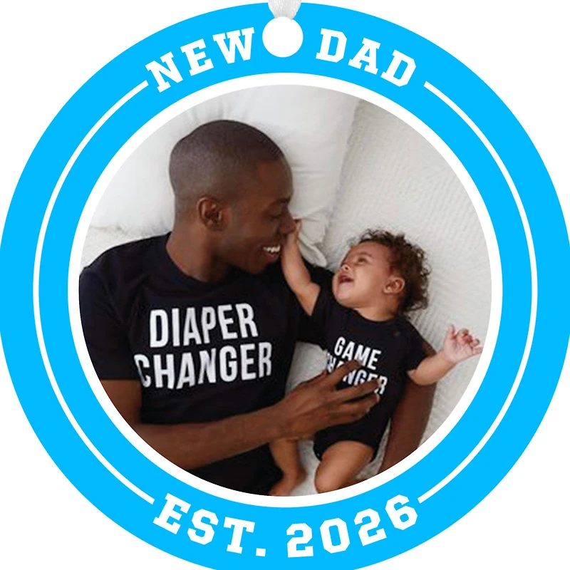New Dad Round Metal Personalized Ornament, Custom Photo and Text for only USD 17.99 | Hallmark