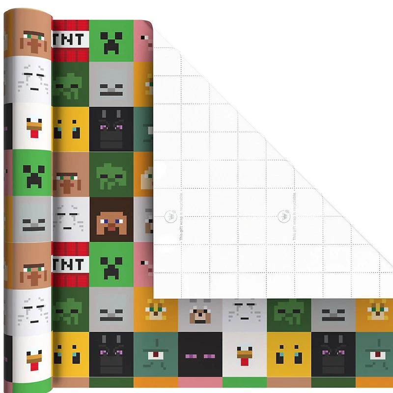 Minecraft Mobs 3-Pack Wrapping Paper Mini Roll Bundle, 45 sq. ft. total for only USD 11.99 | Hallmark