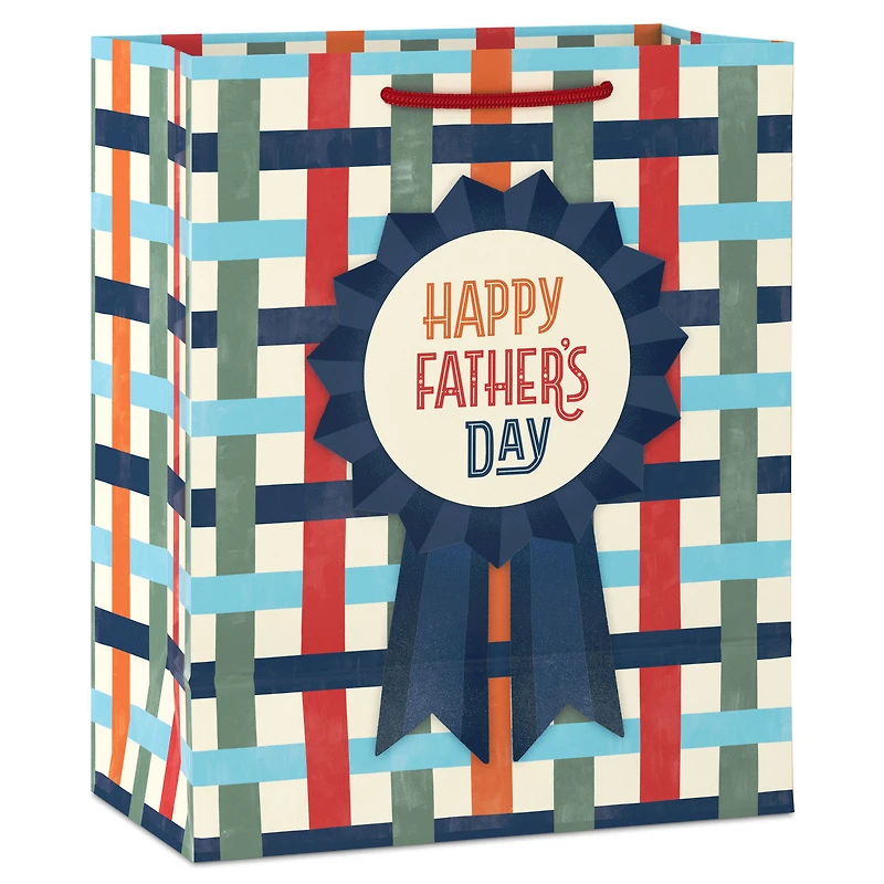 9.6" Blue Ribbon on Basketweave Medium Father's Day Gift Bag for only USD 3.99 | Hallmark