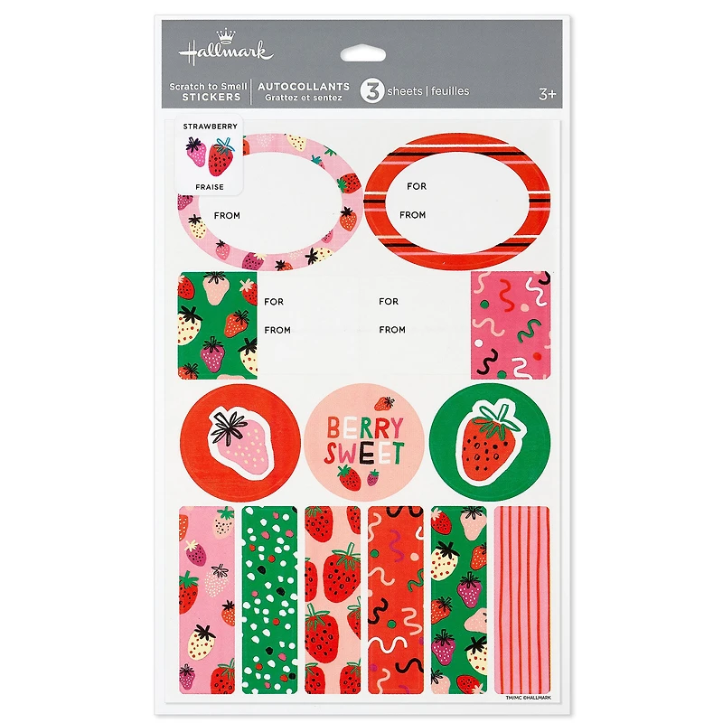 Strawberry-Scented Colorful Gift Tags and Stickers, 3 sheets for only USD 3.99 | Hallmark