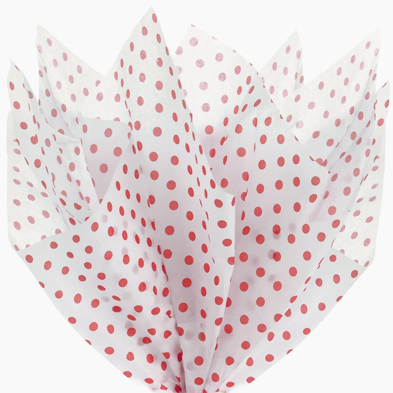 Red Polka Dots on White Tissue Paper, 6 sheets for only USD 1.99 | Hallmark