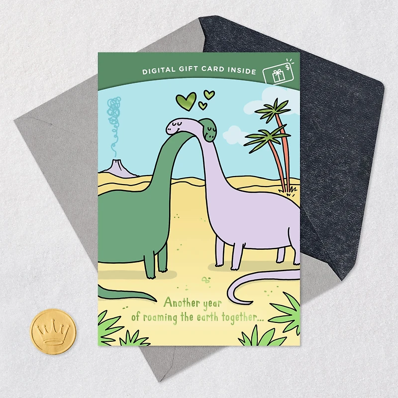 Hugging Dinosaurs Gift Card Greeting Funny Anniversary Card for only USD 4.99 | Hallmark