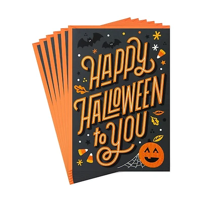 Orange on Black Happy Halloween Cards, Pack of 6 for only USD 5.99 | Hallmark