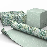 Floral on Blue/Happy Holidays Reversible Wrapping Paper Roll, 30 sq. ft. for only USD 4.99 | Hallmark