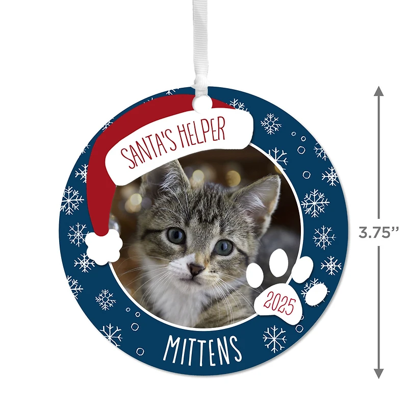 Holiday Pet Round Metal Personalized Ornament, Custom Photo and Text for only USD 17.99 | Hallmark