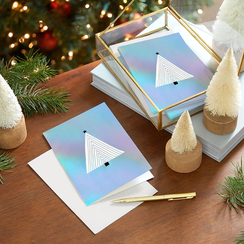 Geometric Tree on Silver Foil Boxed Christmas Cards, Pack of 16 for only USD 12.49 | Hallmark