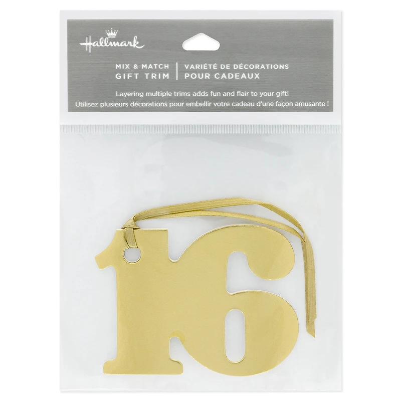 Gold "16" Die-Cut Gift Trim for only USD 4.49 | Hallmark