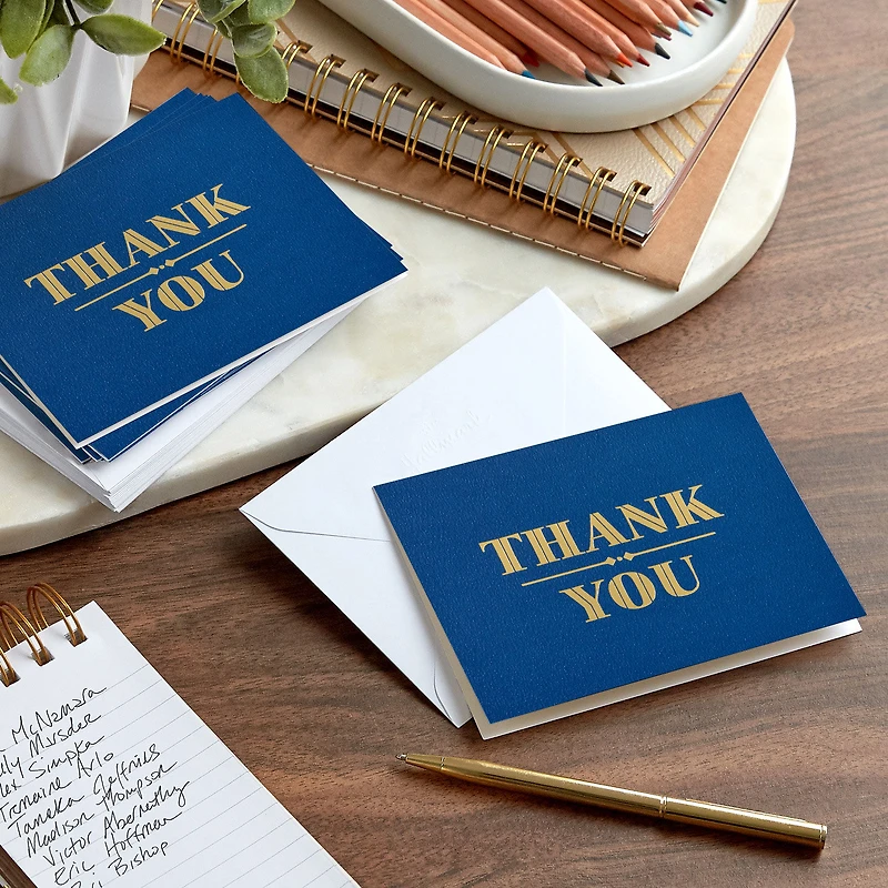 Gold on Navy Blank Thank You Notes, Pack of 10 for only USD 10.49 | Hallmark