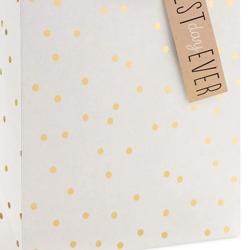 9.6" Ivory With Gold Dots Medium Gift Bag for only USD 3.99 | Hallmark