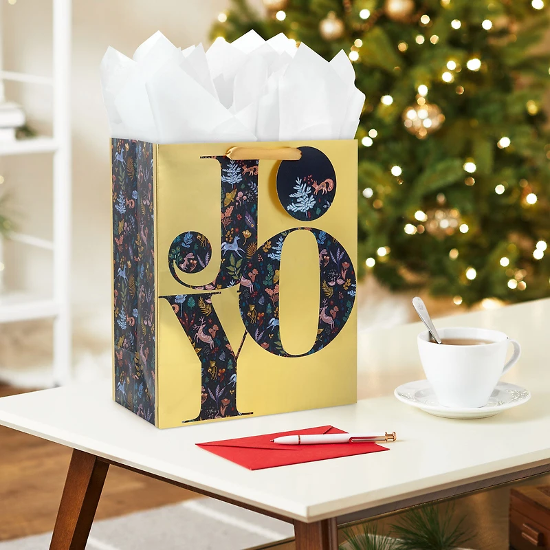 13" Joy on Metallic Gold Large Christmas Gift Bag for only USD 4.99 | Hallmark
