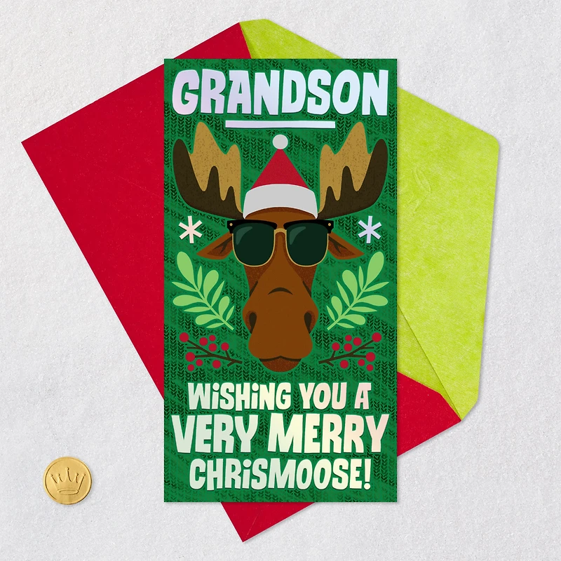 Merry Chrismoose Funny Money Holder Christmas Card for Grandson for only USD 3.99 | Hallmark