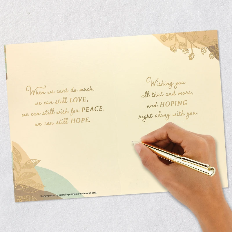 Love, Peace and Hope Encouragement Card With Wooden Token for only USD 7.99 | Hallmark