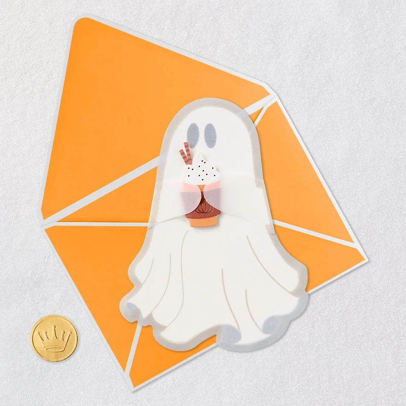 Ghost with Pumpkin Latte Papercraft Halloween Card for only USD 5.99 | Hallmark