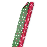 Candy Canes on Red/Dots on Green Christmas Reversible Wrapping Paper Roll, 30 sq. ft. for only USD 4.99 | Hallmark